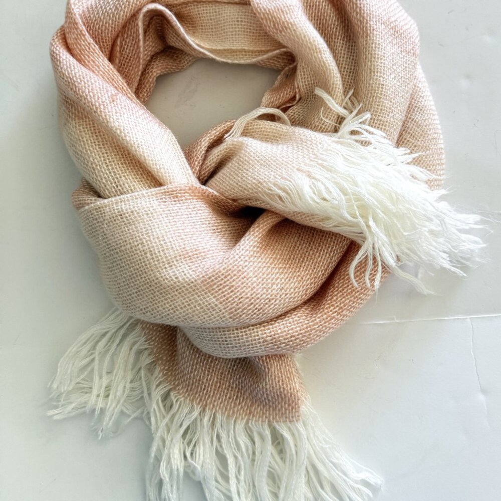 Martha Stewart Collection Wrap Pink White Striped Warm Winter Large Scarf - Picture 2 of 8